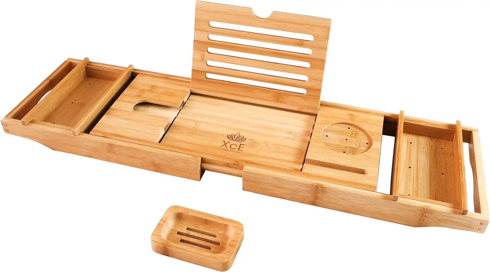 

Bathtub Caddy Tray (Natural)- Bamboo Wood Bath Tray and Bath Caddy for a Home Spa Experience