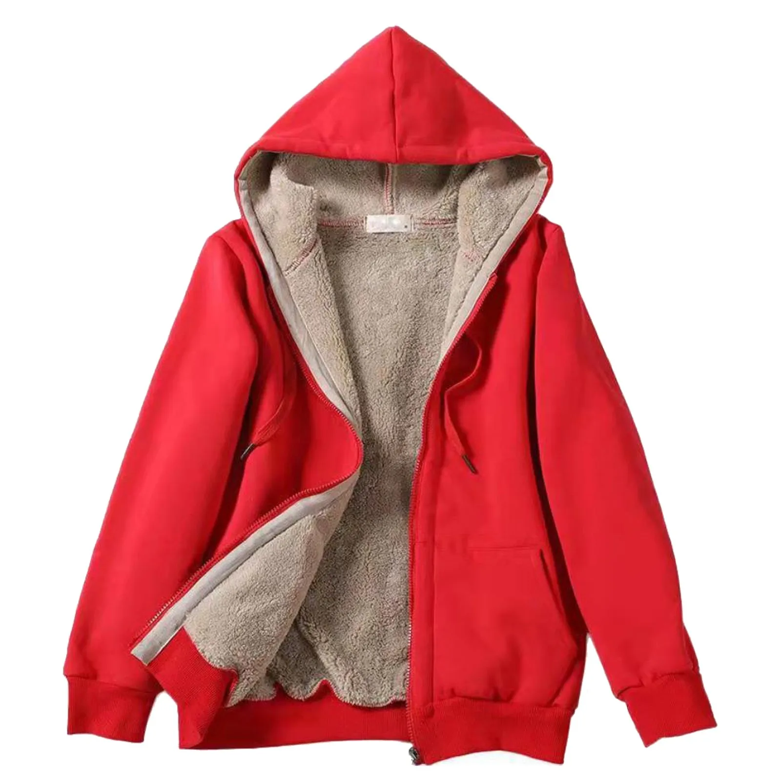 Winter Women Hooded Plush Coat Fleece Hoodies M-4xl Zipper Sweatshirt Long Sleeve Sweater Fleece Casual Warm Jacket Tops