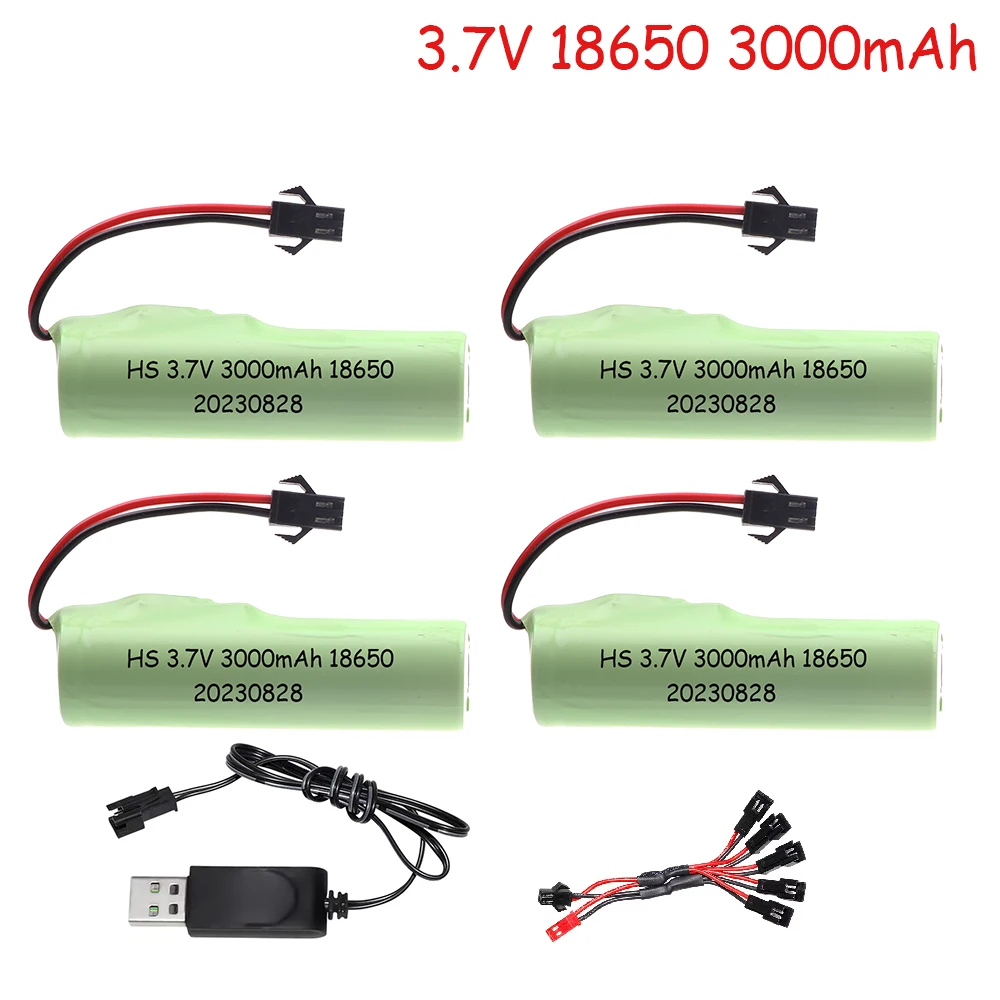 3.7V 18650 3000mah 20C Li-ion Battery For RC Stunt Car Q85 Q70 Rc Car Toys SM-2P Plug RC Boat Car Water soft Gun Batteries Parts