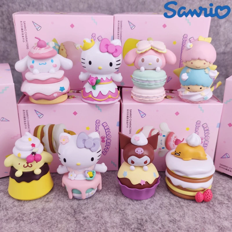 

8 шт. Sanrio Kuromi Cinnamoroll моя мелодия мультфильм торт серия аниме экшн-фигурки модель игрушка сборная декоративная кукла для детей подарок