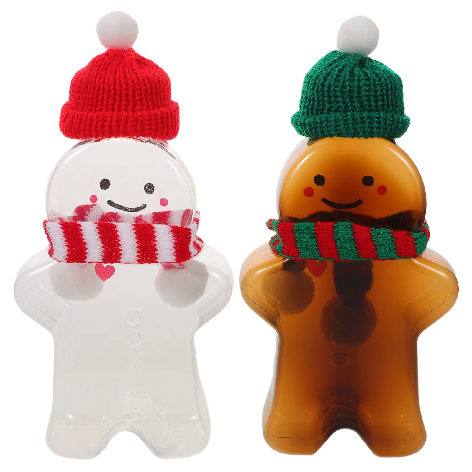 

1Set 500Ml Gingerbread Man Water Bottles Reusable Plastic Drink Containers Festive Shape Sealed Jar for Holiday Beverage Storage