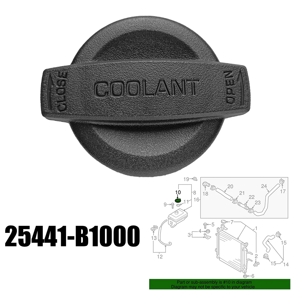 

25441-B1000 Cap Coolant Reservoir Cap ABS Material High-quality Materials Replacement Installation Car Maintenance