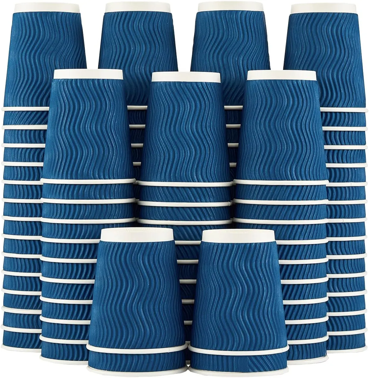 

120 Pack 8 oz Disposable Coffee Cups, Insulated Corrugated Paper Cups, Kraft Ripple Wall Cups for Hot Beverage or Cold D