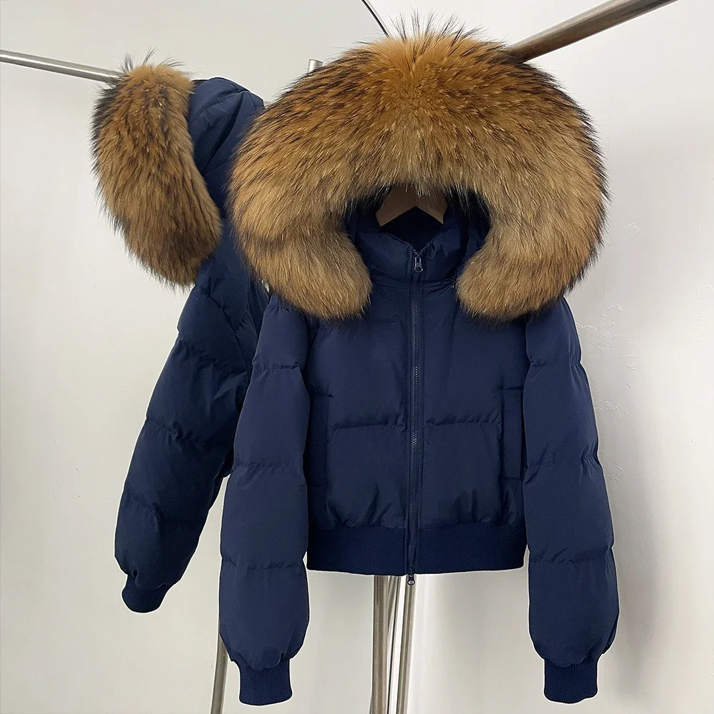 Piumino invernale da donna con cappuccio Abbigliamento da donna Trend 2025 Parka con pelliccia naturale Giacca da mezza stagione da donna Esterno da donna