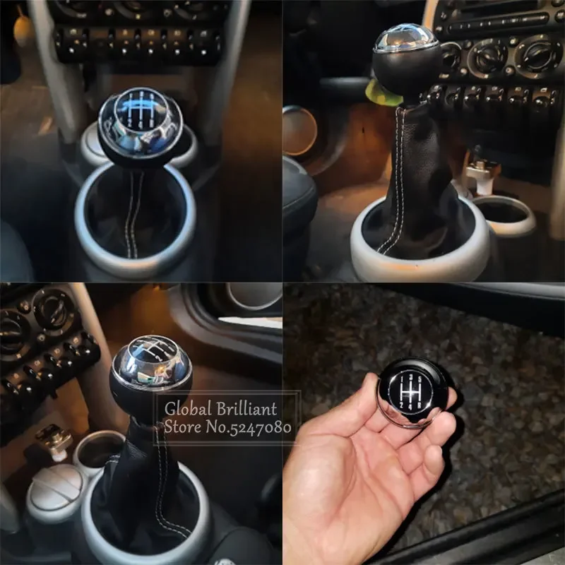 5/6 Speed Manual Car Gear Shift Knob Shifter Lever Handle Ball Round For Mini R50 2000-2006 Cabrio R52 2002-2008 25117542278