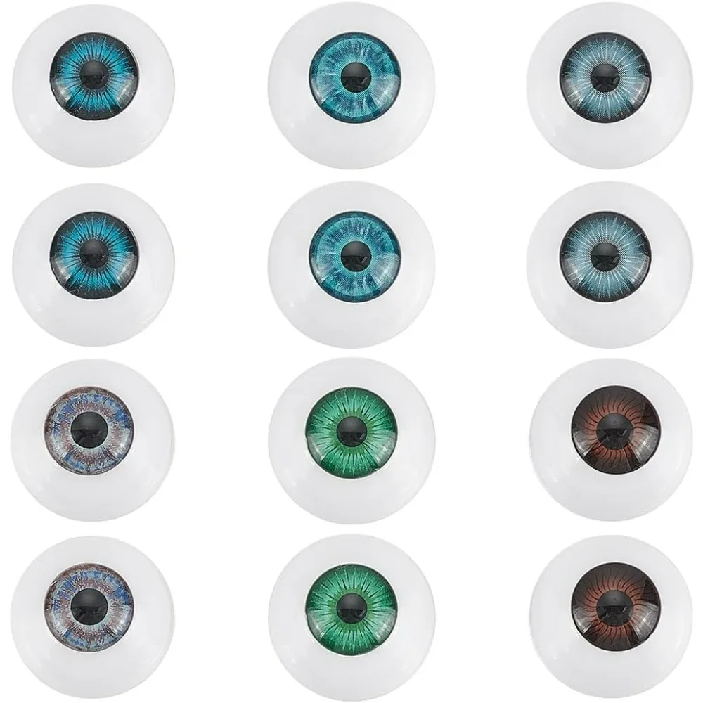 

12pcs 6 Colors Half Round Plastic Eyes 1 inch Eyeballs Realistic Acrylic Eye Balls for Amigurumi Crochet Plush Animals Stuffed