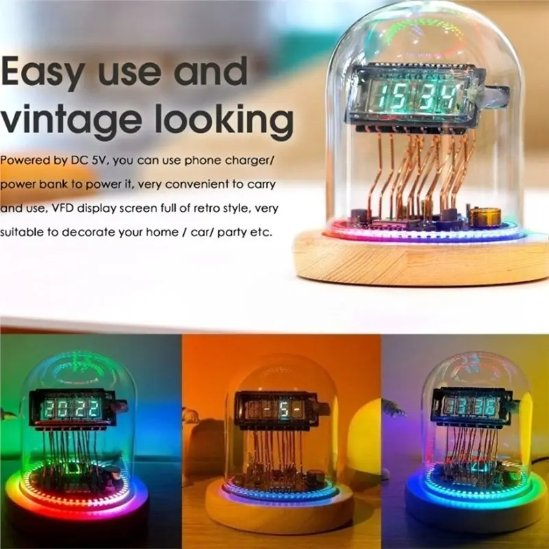 A92P Led Digital Clocks Nixie Tube Retro Design Table Decoration Living Room Desk Aesthetic Accessories