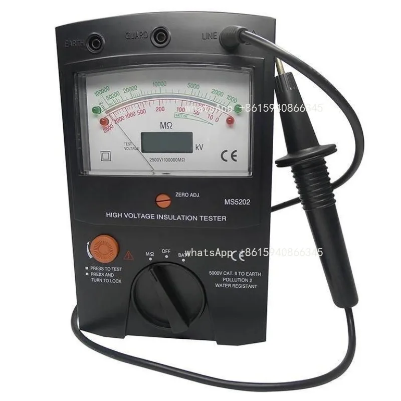2500V Pointer Insulation Resistance Tester Megohmmeter MS5202 Type Resistance Measuring Instrument