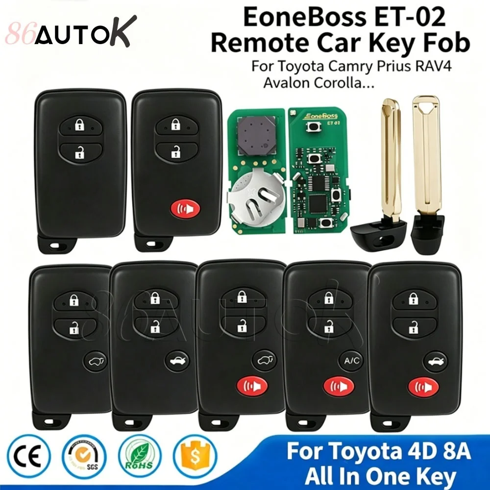 4D 8A Global Smart Key For Toyota Land Cruiser Levin Highlander Camry Corolla Prado EoneBoss ET-02 Bluetooth Remote Control Key