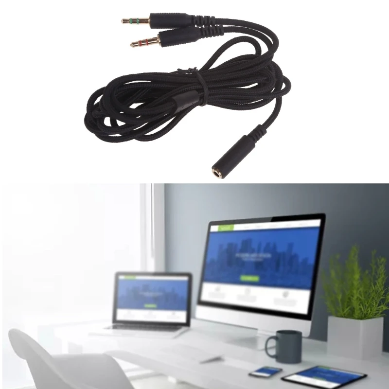 كابل سماعة رأس مضفر من النايلون مقاس 3.5 مم لسماعات الرأس، بديل سلك كابل الموسيقى دروبشيب