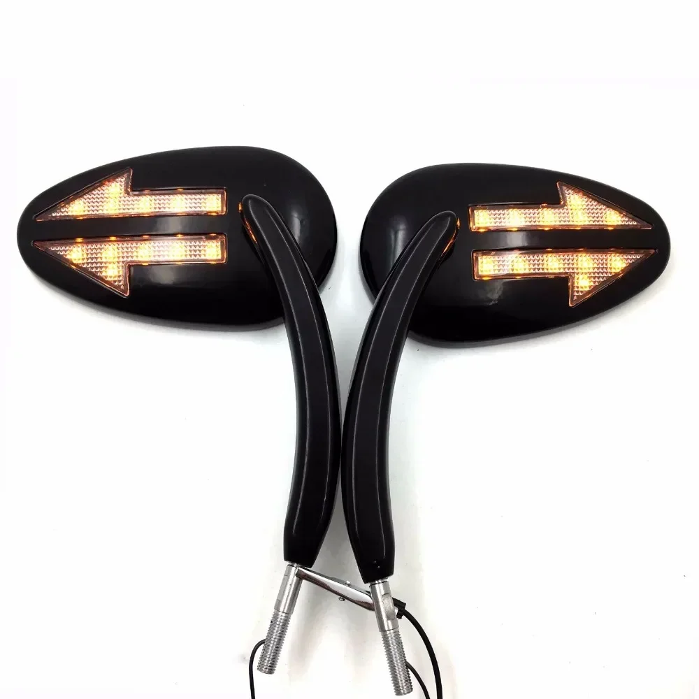 Aftermarket Motor Parts Integrated Arrow LED Turn Signals Side Mirrors For 1997-Later Harley Davidson Model BLACK