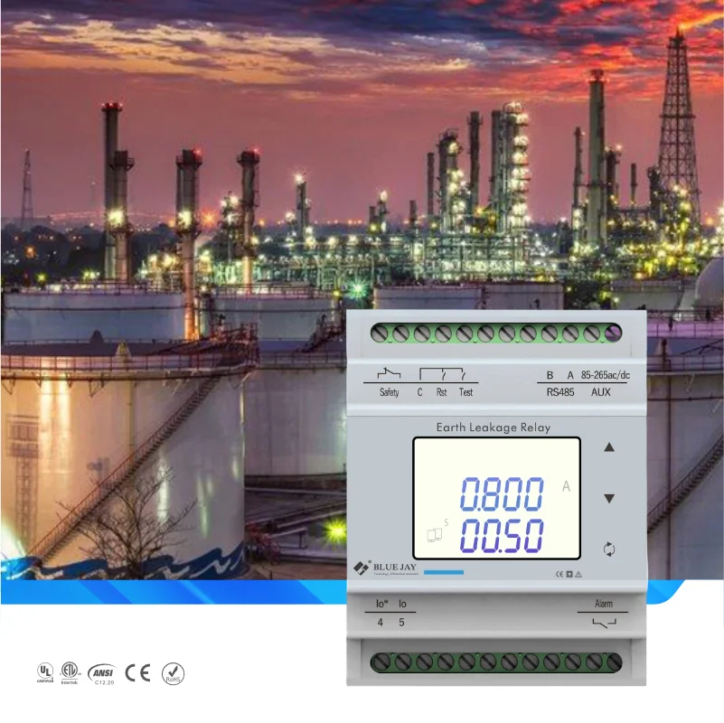85-265V AC DC Earth Fault Relay For Oil Gas Cement Steel Plants