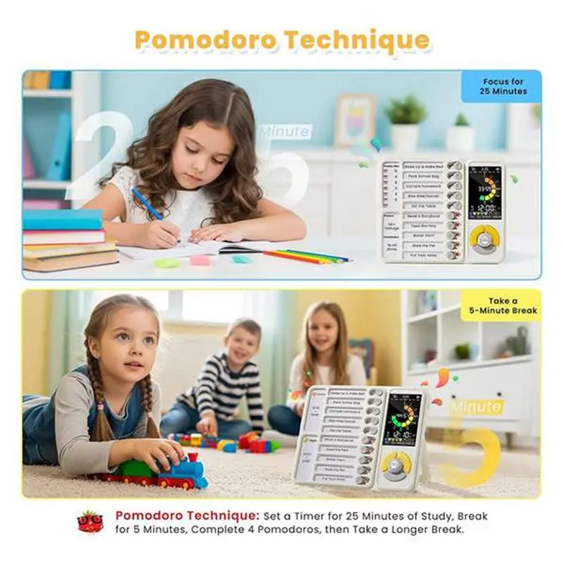 أداة AT82-ADHD مؤقت بصري 5 في 1 للأطفال والكبار، للأطفال الذين يعانون من التوحد، جدول مرئي لمؤقت المهام 12/24 #3