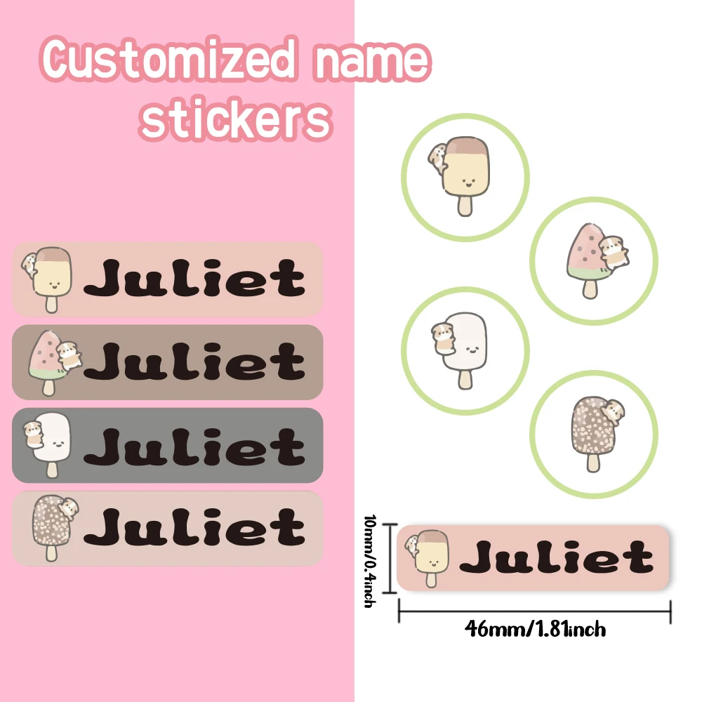 Custom popsicle Name Sticker,Transparent Waterproof Sticker for Kids,diy Name Labels for School Bag Bottles Pen Box Uniform view 5