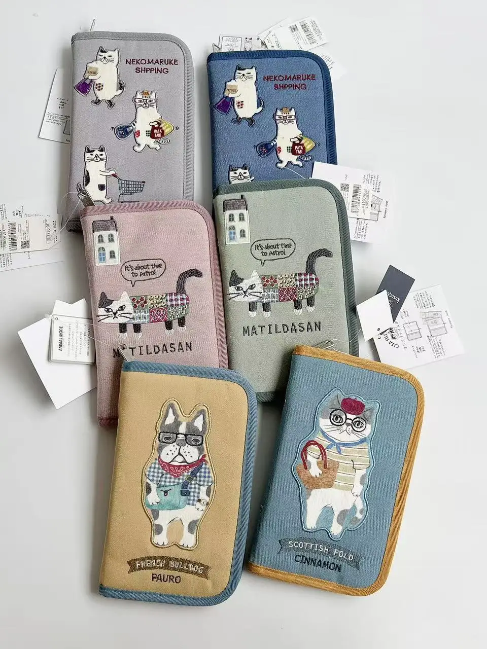 kusuguru-embroidered-french-passport-holder-mobile-phone-bag-document-organizer-ring-binder-square-shape-unisex