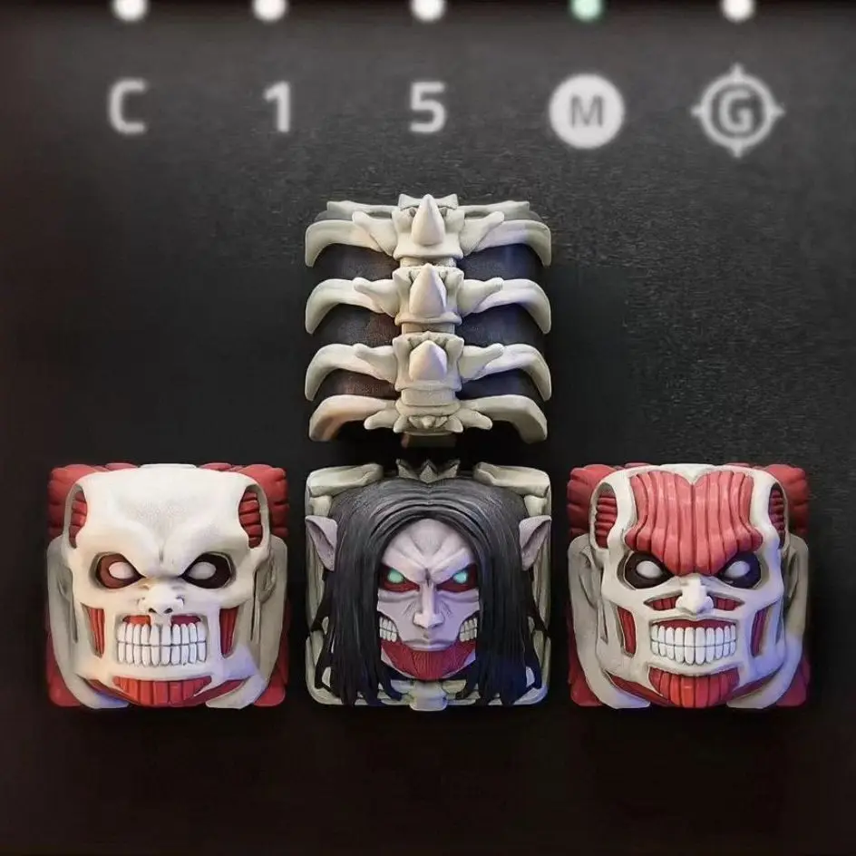 NEW Attack on Titan Co branded keycap set cartoon Alan 3D Personalized Mechanical Keyboard Cross axis Keycaps Boy's gift toy view 3