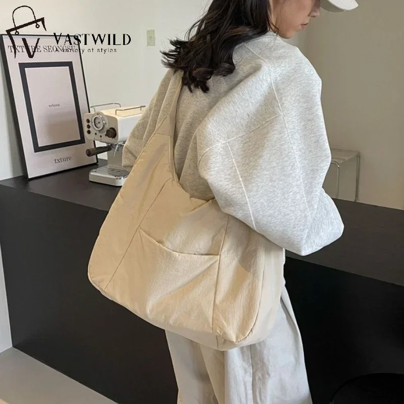 

Trendy Women's Soft Cloth Shoulder Bag Solid Color Student 2024 Spring Y2k Casual Style Big Handbags Crossbody Bags for Women