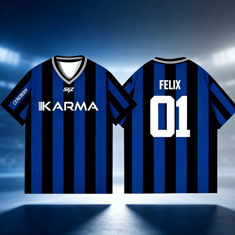 Summer New Stay KARMA Album Fans Support FELIX BANGCHAN HYUNJIN Streetwear Loose Short Sleeve T-shirt Tops -family Kids Tees