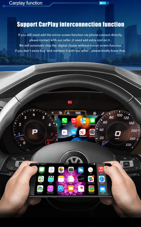 10.25 ''LCD Digit aal Dashboard Cluster für Volkswagen Passat Jahre Unterstützung HDMI Carplay Radio Instrument Panel – Detail 9