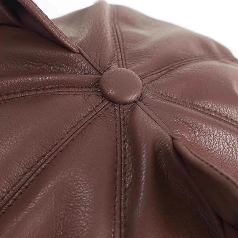 Boina nova outono e inverno orelha de gato retro couro pintor chapéu casual versátil usar chapéu octogonal britânico chapéu abóbora