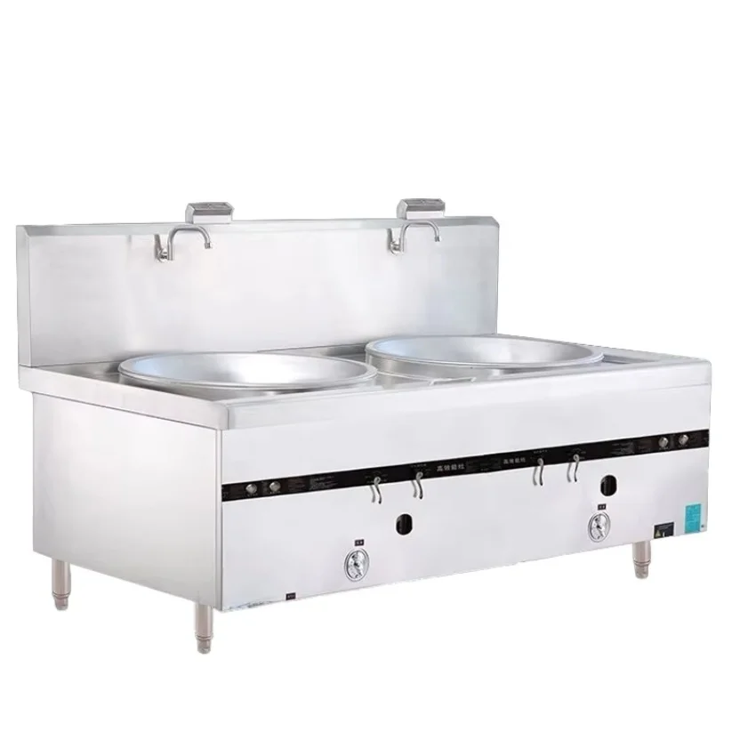 

Коммерческая одинарная большая настольная плита для автофургона с двойной горелкой из нержавеющей стали, кухонная столовая с природным газом, для супа из ягненка и говядины