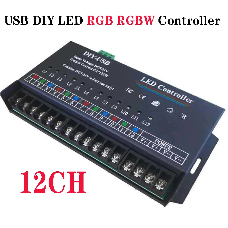 12 Channel Programmable DC5V-24V  LED Controller 5A*12CH Use for 3528 5050 Single CCT RGBCCT Led String Tape Ribbon Timer