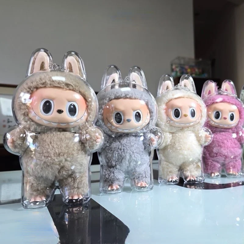 Bolsa de exhibición de figuras transparente para caja ciega colgante Labubu, estuche coleccionable a prueba de polvo con juguete de peluche aleatorio para mostrar ciego
