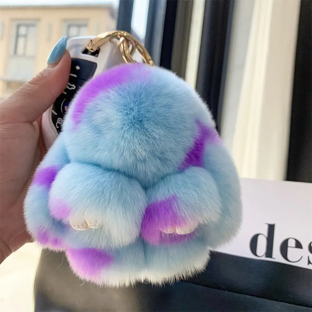 Plush Dolls Rabbit Fur Keychain Bags Pendant Bag Charm Bunny Keychain Cute Fuffy Hanging Ornament Plush Rabbit Key Ring