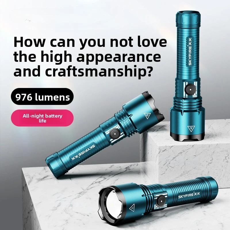 Skyfire 973 Portable Tactical Flashlight Rechargeable Long Range Torch for Outdoor and Emergency Use