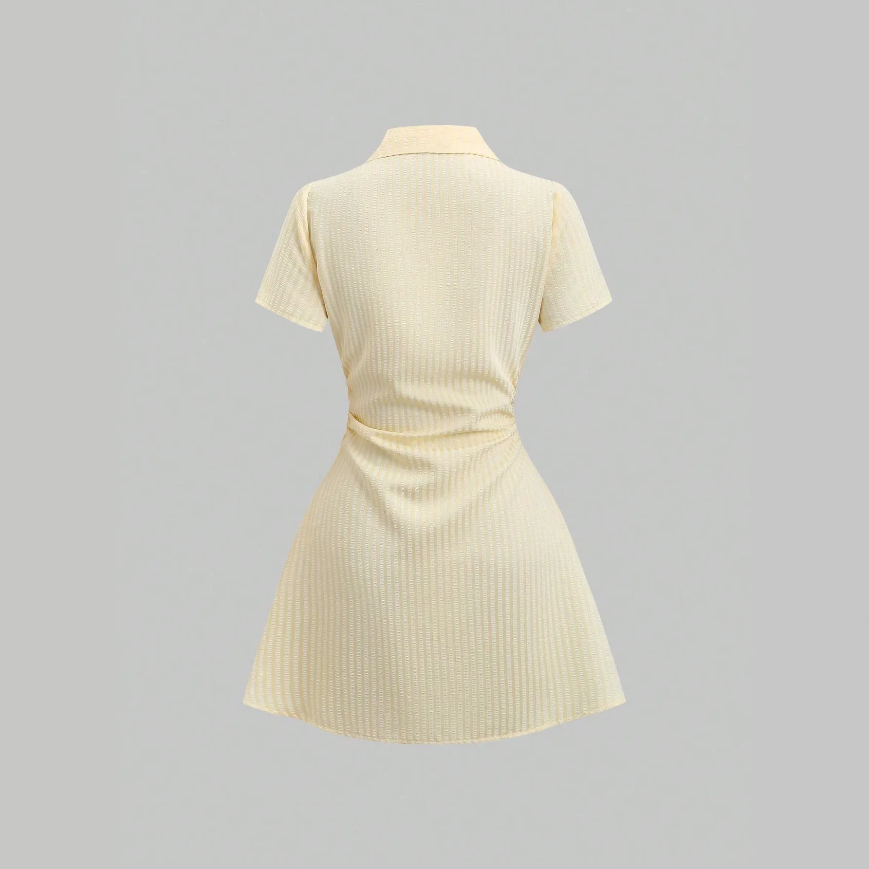 Women's Summer Mini Dress V Neck Bubble Sleeve Pleated A Line Shirt Dress Casual Short Dresses for Women