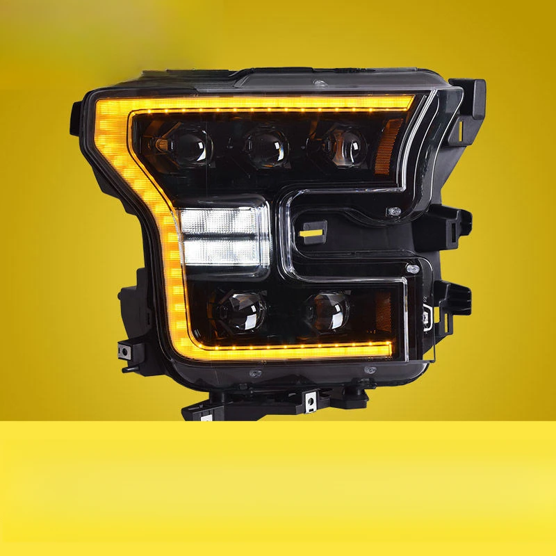 Suitable for Ford F150 Headlight Assembly 2015-2017 Modified Daytime Running Lights Flowing Turn Signals LED Lens Headlights