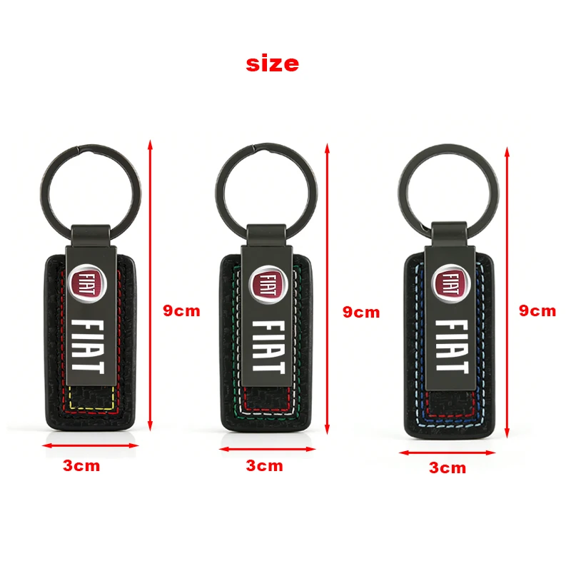 1PCS New Carbon fiber leather keychain pendant, car keychain pendant For FIAT 500 Grande Stilo Freemont Punto Astra Bravo Ducato