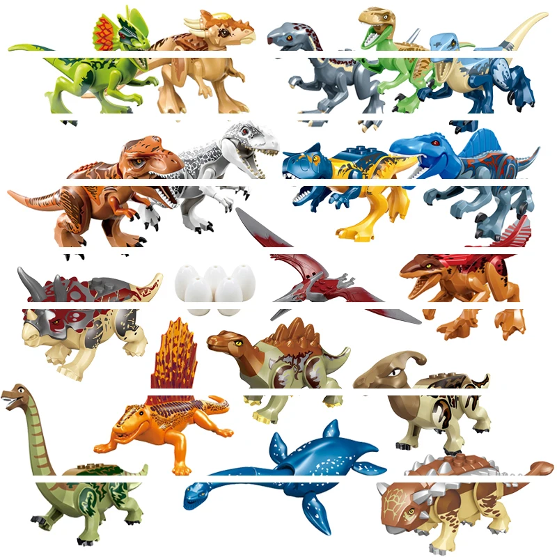 

Велоцираптор трицератопс динозавры Юрского периода мир Indominus модель T-Rex собрать образовательные строительные блоки игрушки для детей подарки