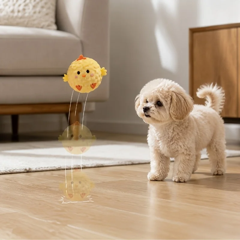 1 Stück Mini Gelbes Hühnchen Interaktives Hüpfspielzeug, Geeignet für Kleine Hunde und Katzen, Bissfestes Material Haustier-Begleitspielzeug – Detail 6