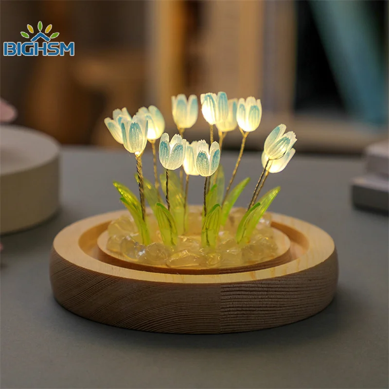 Tulip Night Lights Diy Material Package Creative Lamp Home Decoration Valentine\'s Day Holiday Gift For Family Surprise