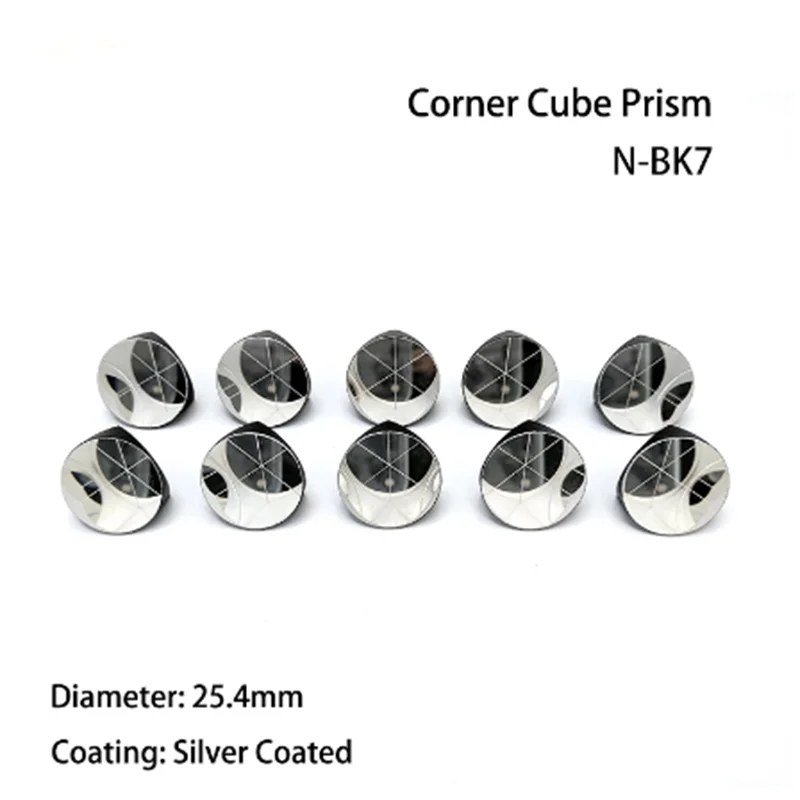 BK7 Copper Coated 1inch Trihedral Retroreflector, 6 Arc Secs Return Beam, Plated 25.4mm Corner Cube Prism