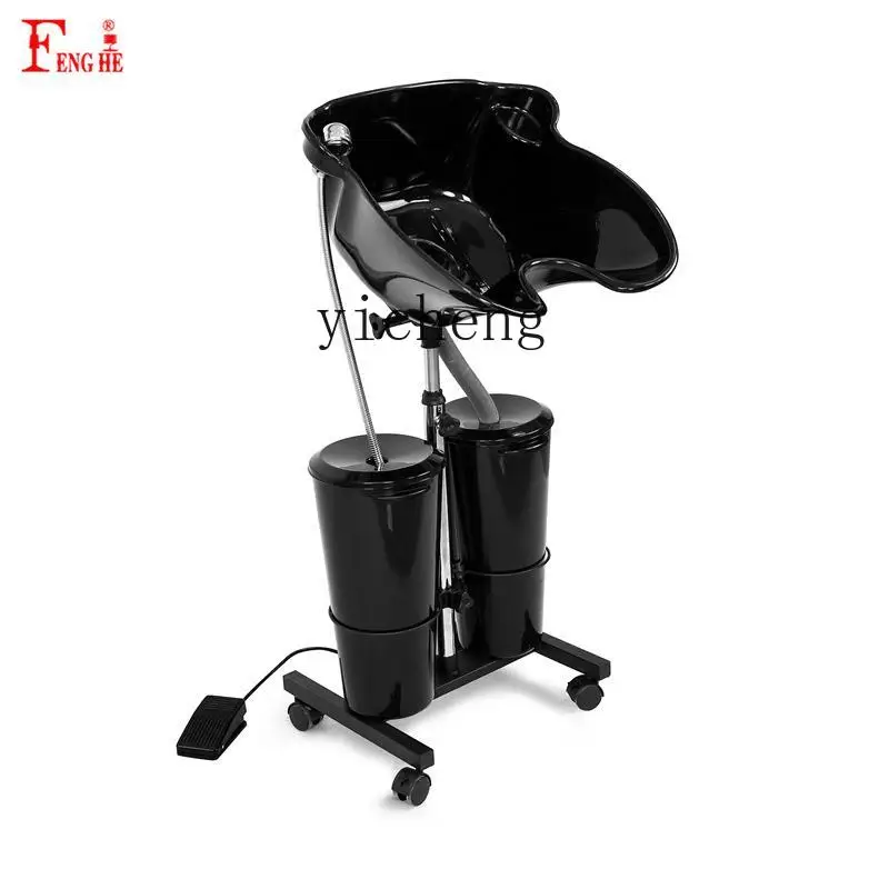 TQH Portable Thickened Barber Shop Semi-reclining Vertical Shampoo Basin Removable Hair Salon Household Electric Double