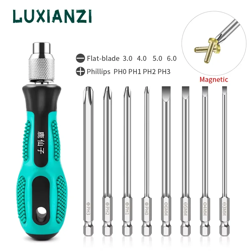 

LUXIANZI 8 in 1 Precision Screwdriver Set Magnetic Screw Driver Bits Slotted Phillips Multi-function Phone Repair Hand Tool Kit