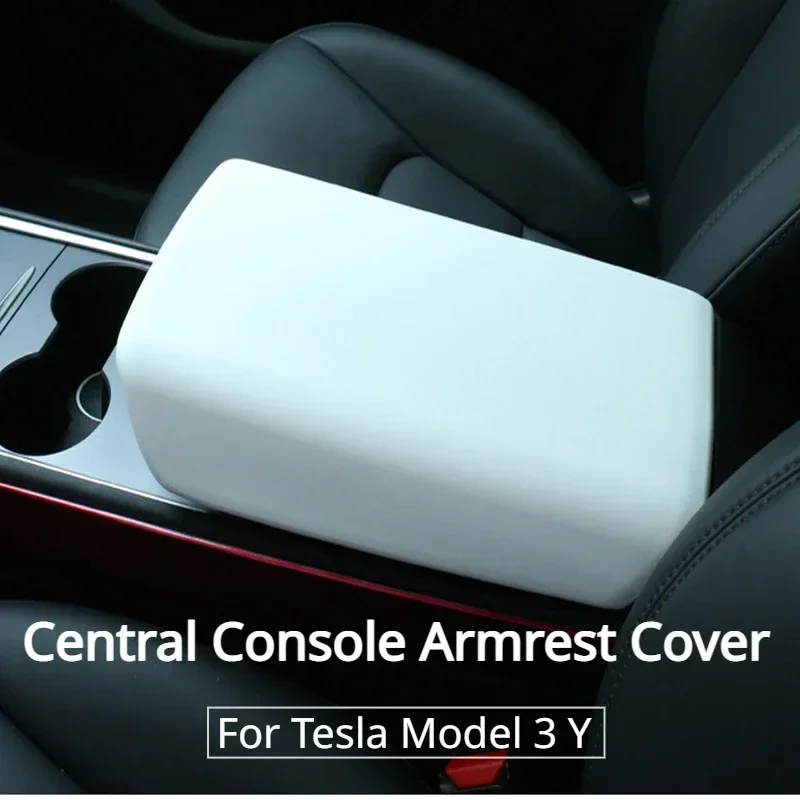 Armrest Box Cover for Tesla Model 3 Y Armrest Box Center Console Protective Cover TPE Snap-in Installation Modely Accessories