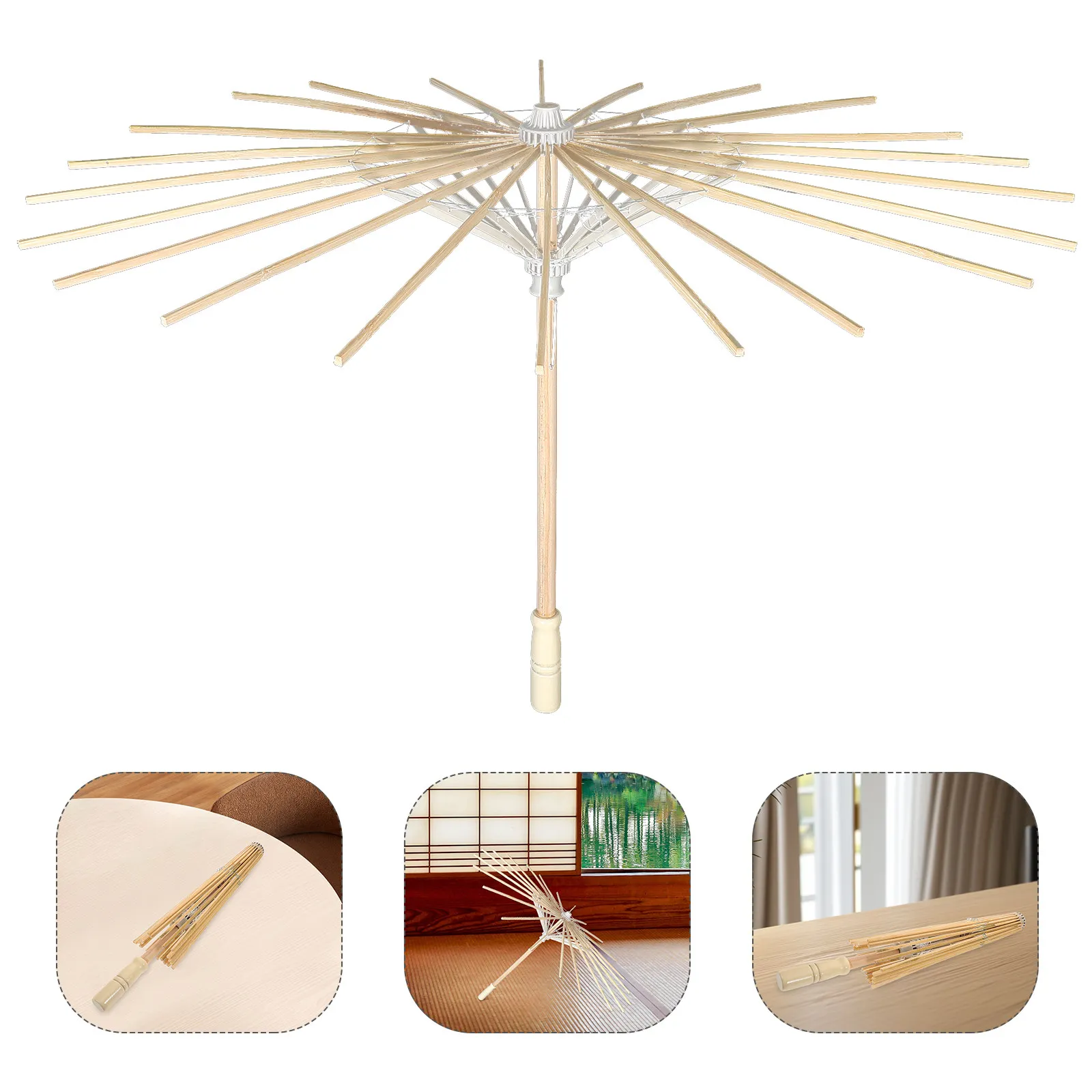 

Handcrafted Wooden Oil Paper Umbrella Frame Stand Freestanding Decorative Parasol Holder Wedding Prop Classical Dance Umbrella