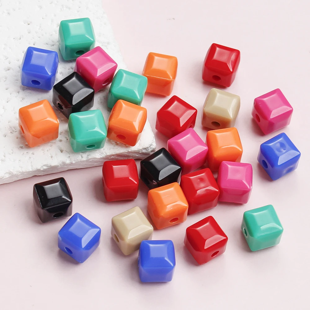 100 Stück 7mm Bunte Würfel-Acrylperlen, Gemischte Quadratische Lose Perlen für DIY-Schmuckherstellung, Armbänder, Bastelzubehör, Leuchten im Dunkeln – Detail 13