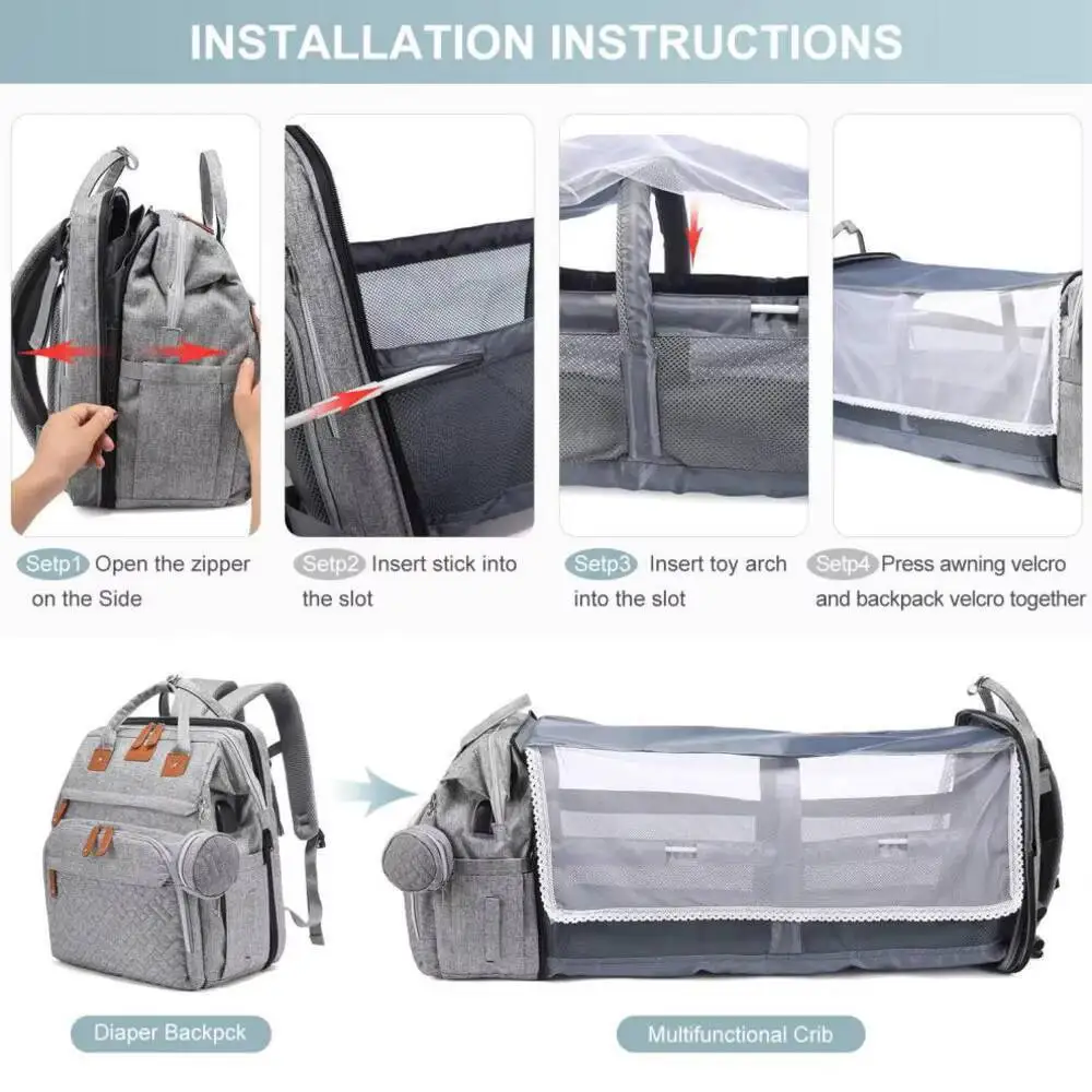TOP Shoulder Bed Mosquito Proof Mommy Cart Large Capacity Mother And Baby Bag Gift Toys Women Backpack Mother And Baby Backpack