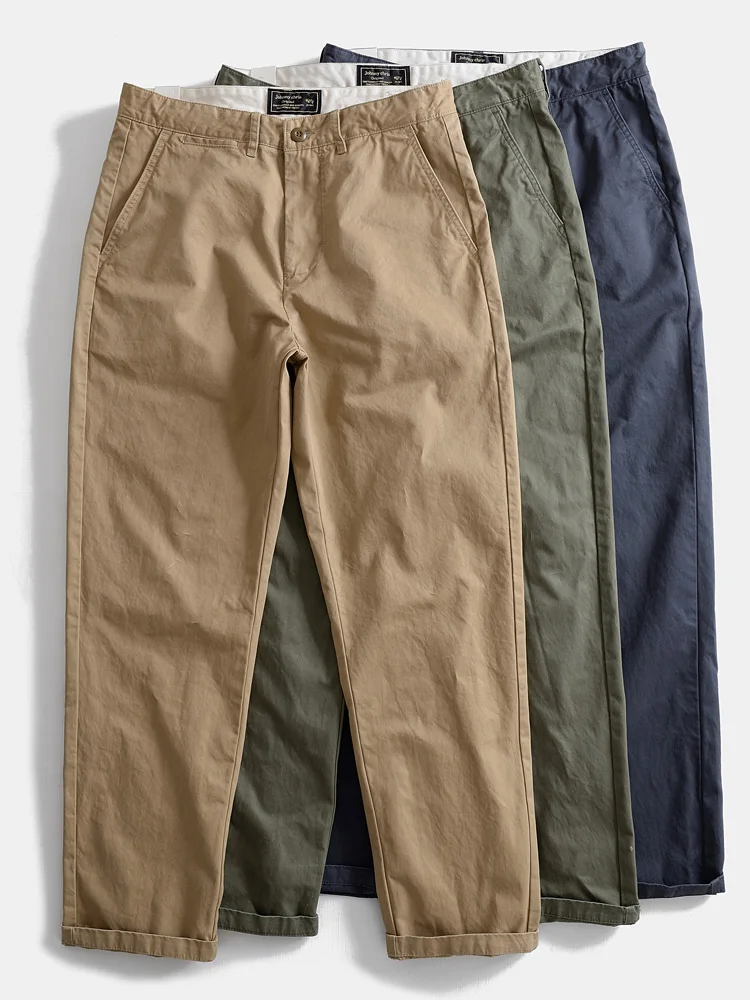 

Мужские свободные прямые хлопковые повседневные брюки, длинные штаны для активного отдыха, рабочая одежда в американском стиле, весенний японский ретро-тренд