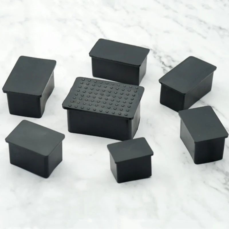 Blak PVC Rectangular Chair Leg Cap Non-Slip Furniture Feet Covers Table Chair Leg End Caps Covers Floor Protectors