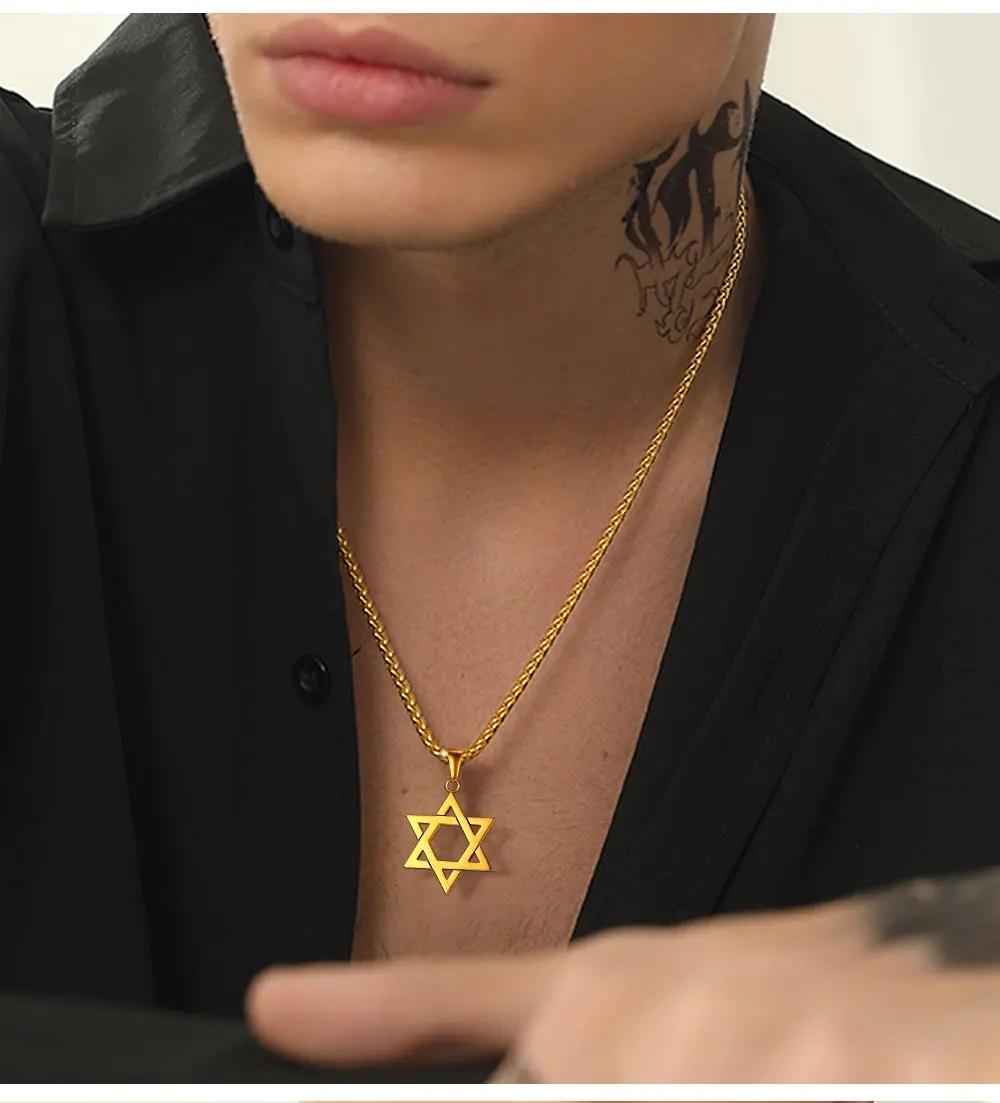 Collana con ciondolo Star of David Magen Soul Lamp Menorah LUCKY Judaica Sacr