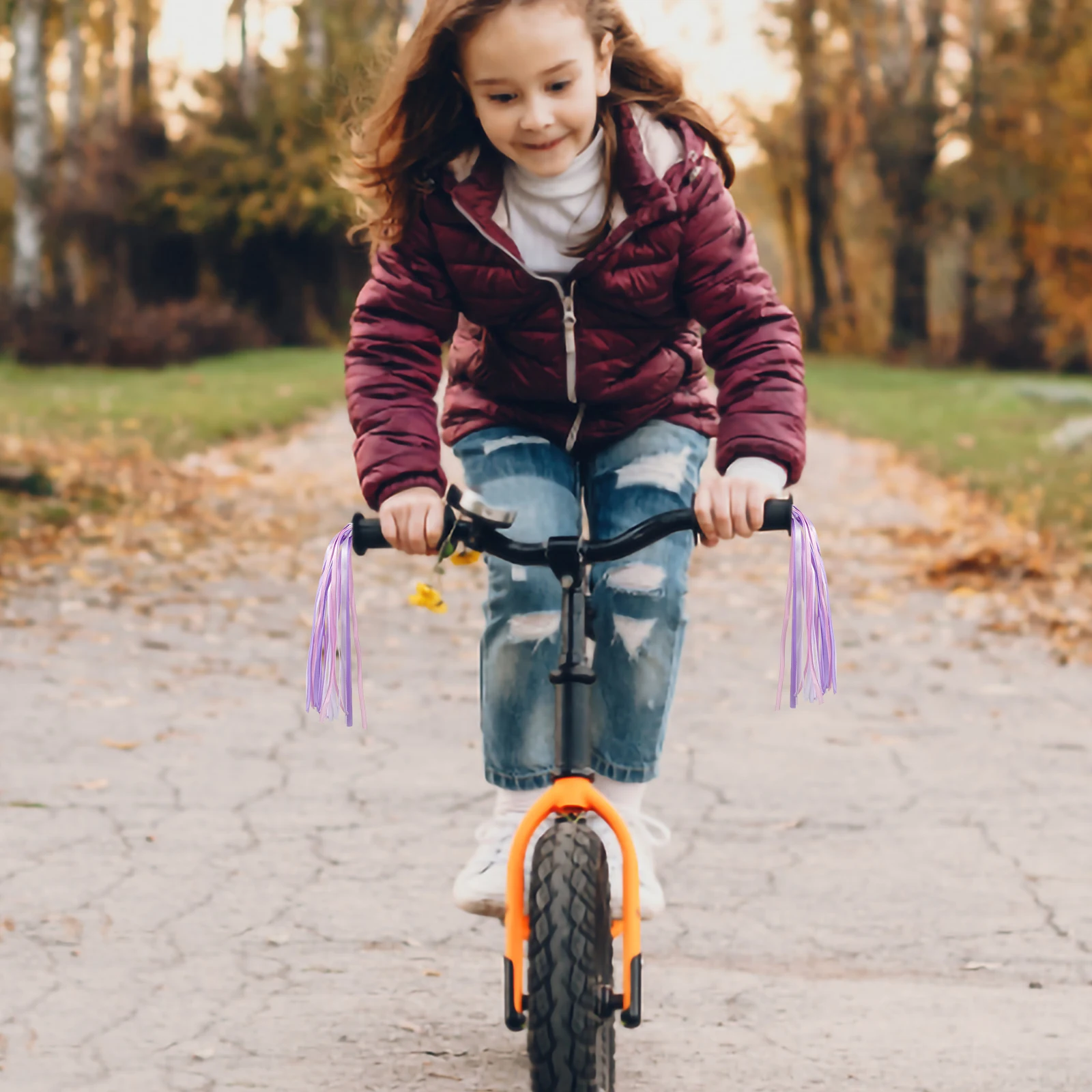 2Pairs Kids Bike Handlebar Tassels Streamers Cloth Decorations Durable Plastic Material Easy Installation Wind Dancing