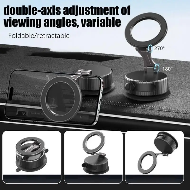 Magnetic Vacuum Phone Holder 360 Degree Rotation Foldable Phone Mount For Car Vehicle Interior Accessories Stable Bracket For