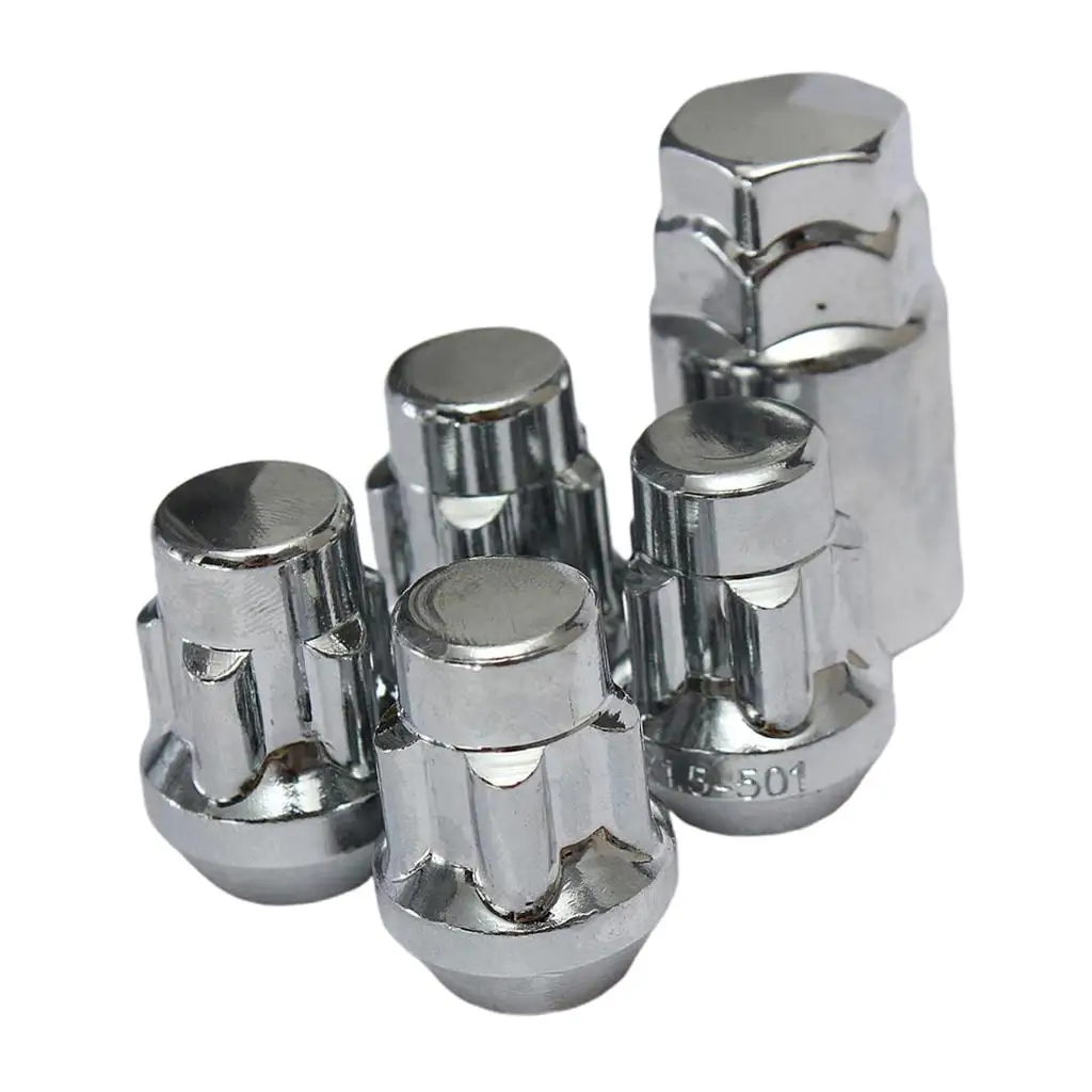 x1.5mm Anti- Locking Alloy Lock Tapered 4pcs Security Nuts W/ Key