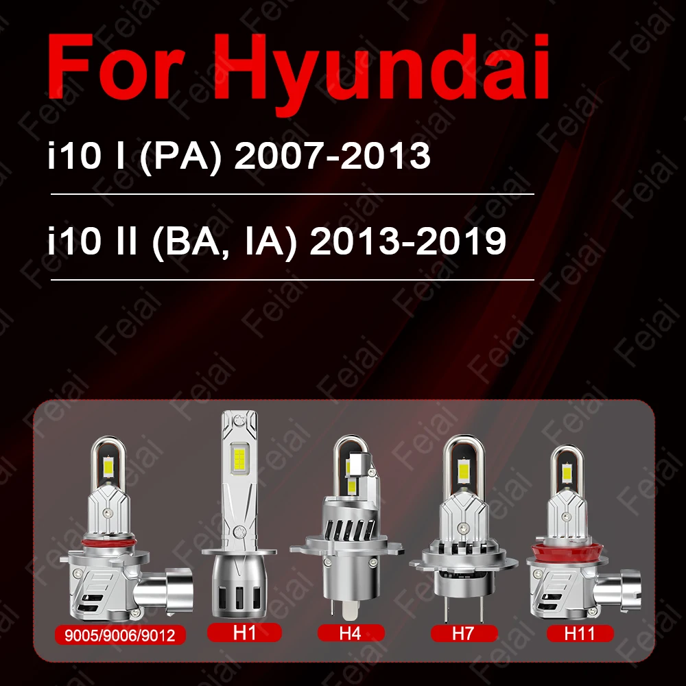For Hyundai i10 Headlight LED Bulbs i10 Accessories 2007 2008 2009 2010 2011 2012 2013 2014 2015 2016 2017 2018 2019 Headlights