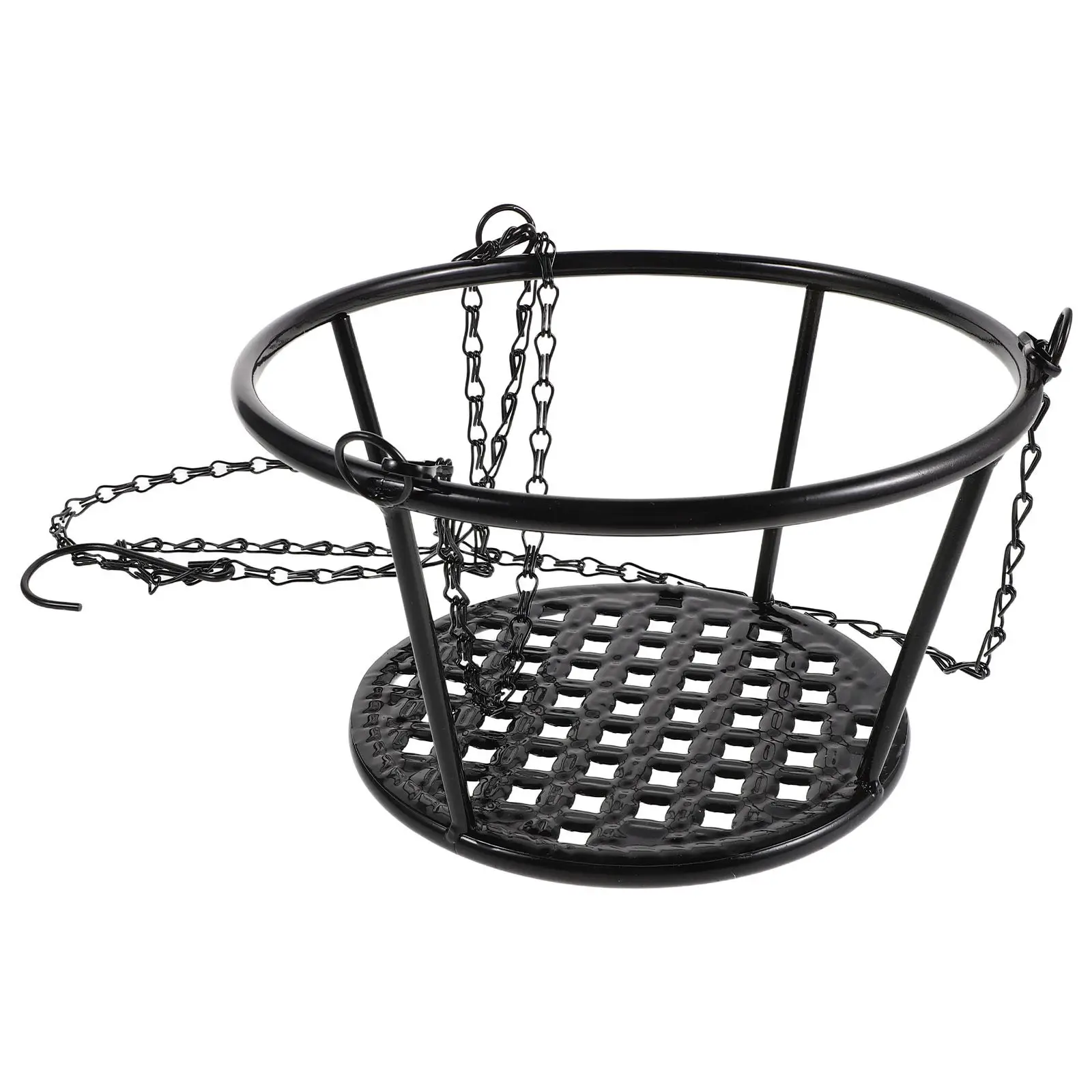 Adjustable Metal Hanging Basket Plant Holder with Black Matte Finish for Indoor Outdoor Balcony Garden